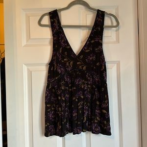 Black and purple flower tank top
